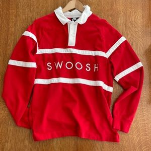 Nike Swoosh Red Rugby Polo Size Small